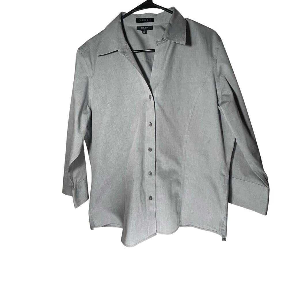 Foxcroft Non-Iron Women's shirt, Gray, 100% Cotton, Size 18